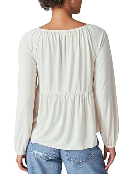 Lucky Brand Long Sleeve Smocked Flowy Top- Size Small - Picture 3 of 9